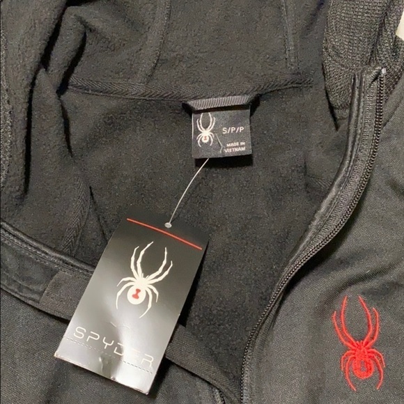 SPYDER black quarter zip hoodie size small - Picture 8 of 12